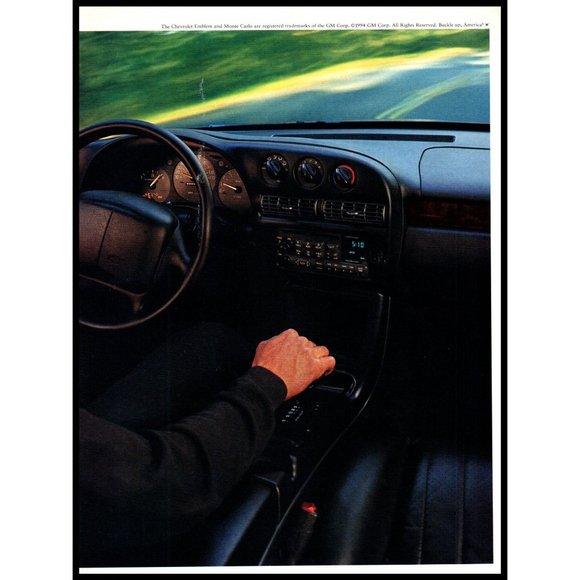 1995 Chevy Monte Carlo Coupe 2 Page Vintage Print Ad Interior Cabin Wall Art - Picture 3 of 3